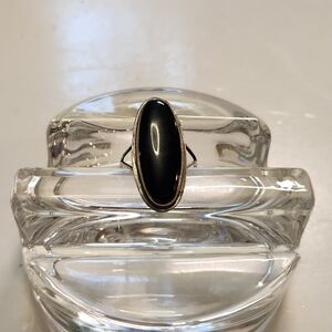 Sterling Silver Black Onyx Ring – 925 – Long Oval Statement – Artisan Style